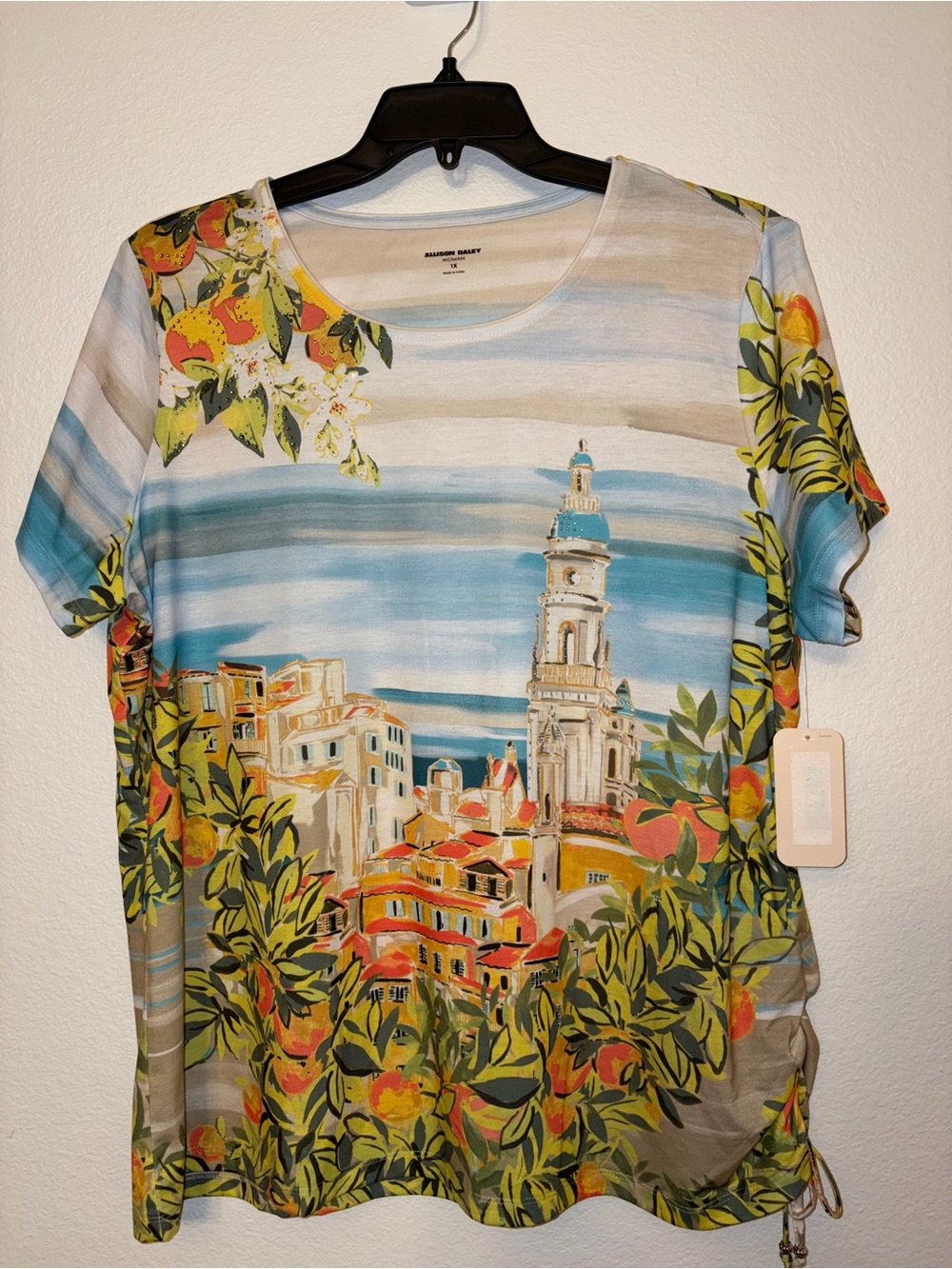 ALLISON DALEY Woman 1X Scenic Italian Village Top NWT